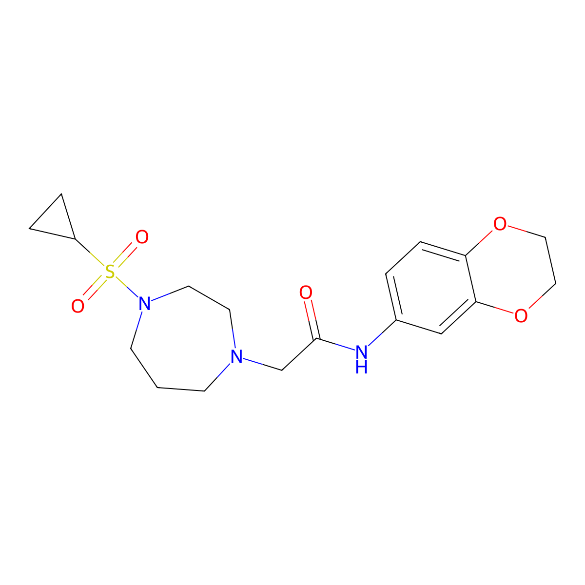 2-[4-(cyclopropanesulfonyl)-1,4-diazepan-1-yl]-N-(2,3-dihydro-1,4-benzodioxin-6-yl)acetamide molecular structure, CAS 2742045-88-9