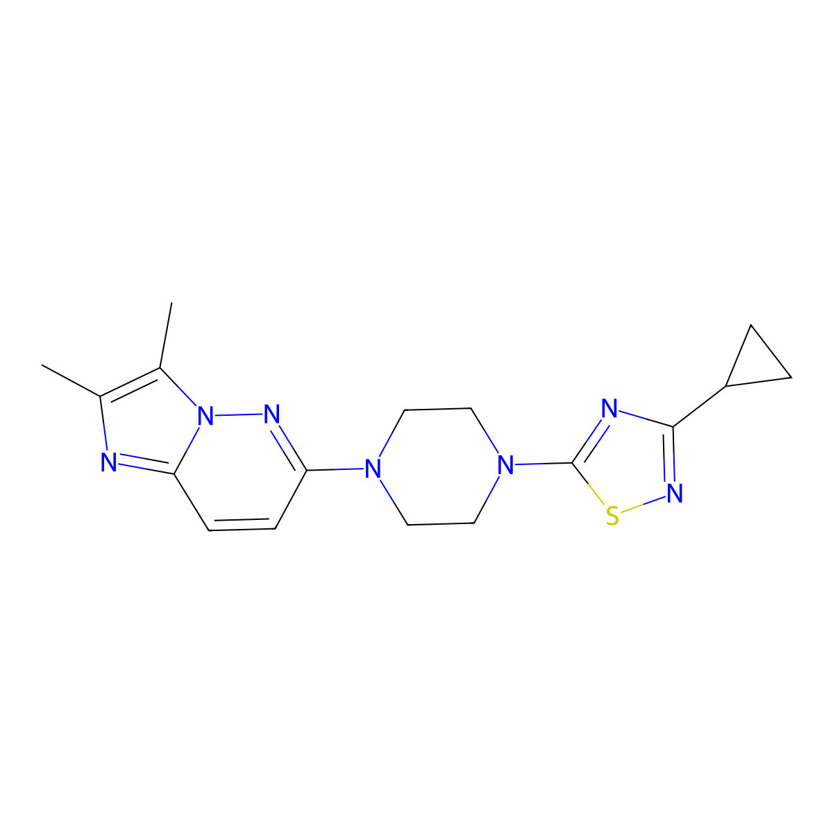1-(3-Cyclopropyl-1,2,4-thiadiazol-5-yl)-4-{2,3-dimethylimidazo[1,2-b]pyridazin-6-yl}piperazine molecular structure, CAS 2742045-93-6