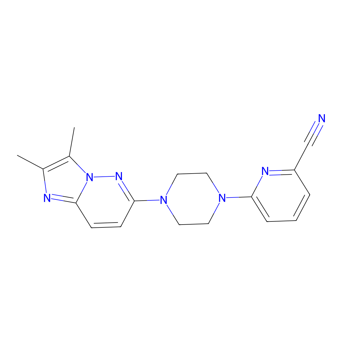 6-(4-{2,3-Dimethylimidazo[1,2-b]pyridazin-6-yl}piperazin-1-yl)pyridine-2-carbonitrile molecular structure, CAS 2742046-03-1