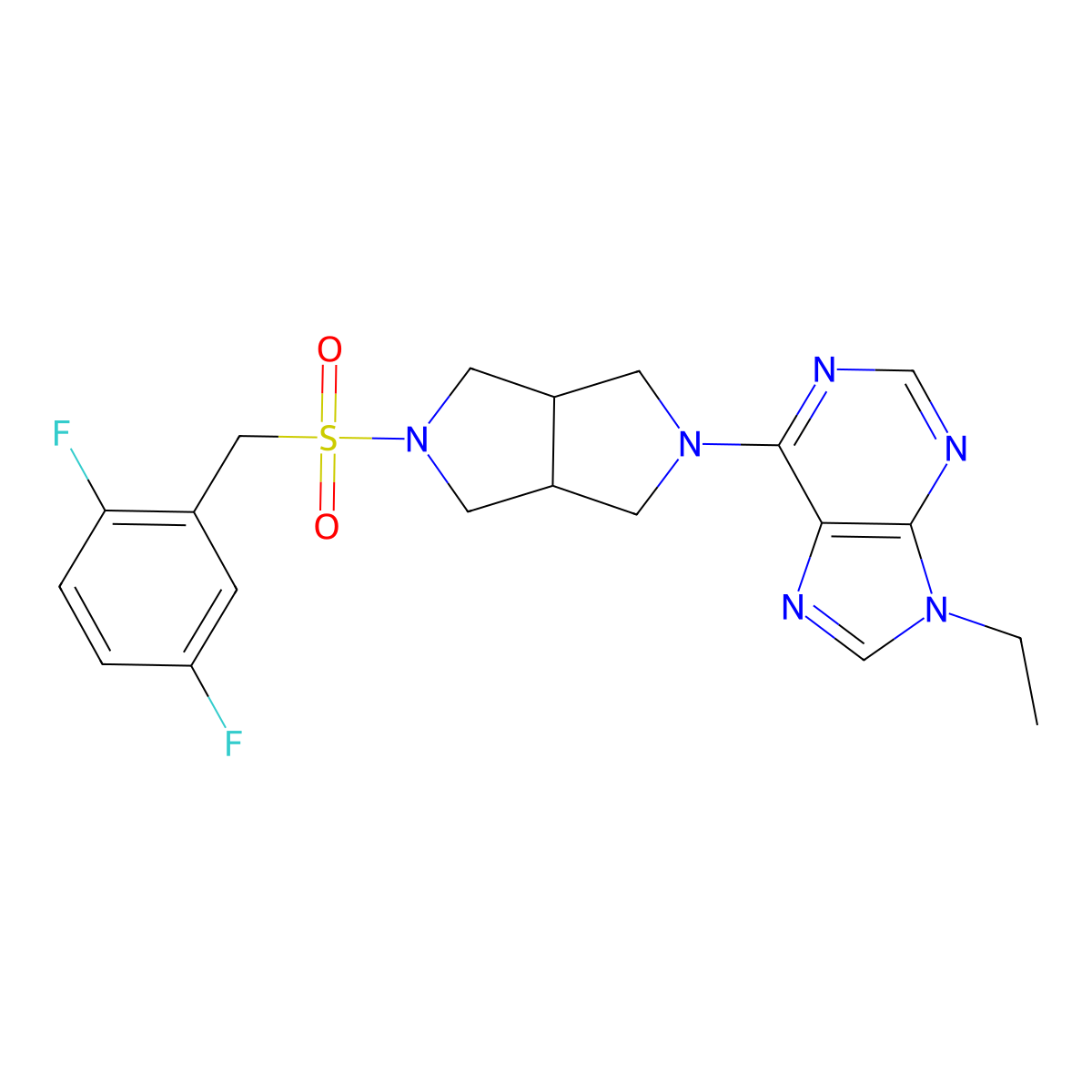 6-{5-[(2,5-difluorophenyl)methanesulfonyl]-octahydropyrrolo[3,4-c]pyrrol-2-yl}-9-ethyl-9H-purine molecular structure, CAS 2742046-10-0