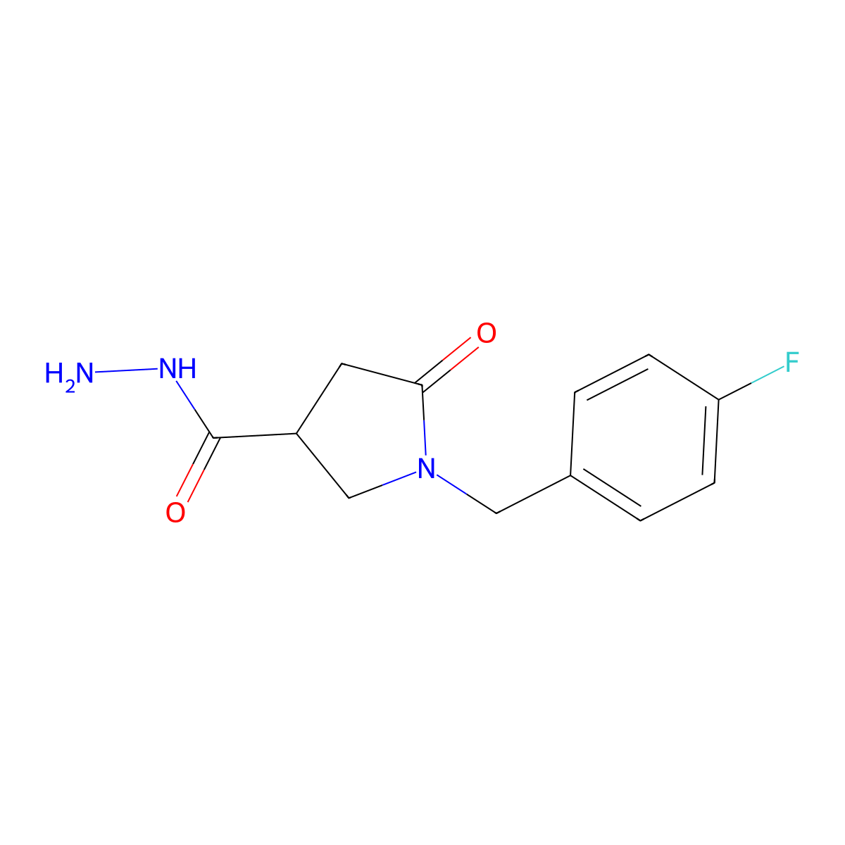 1-[(4-Fluorophenyl)methyl]-5-oxopyrrolidine-3-carbohydrazide molecular structure, CAS 2742046-14-4