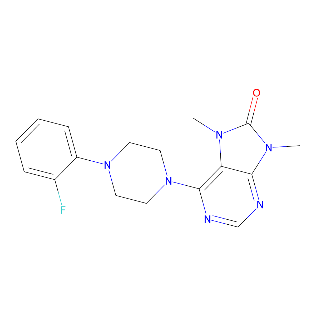 6-[4-(2-fluorophenyl)piperazin-1-yl]-7,9-dimethyl-8,9-dihydro-7H-purin-8-one molecular structure, CAS 2742046-21-3