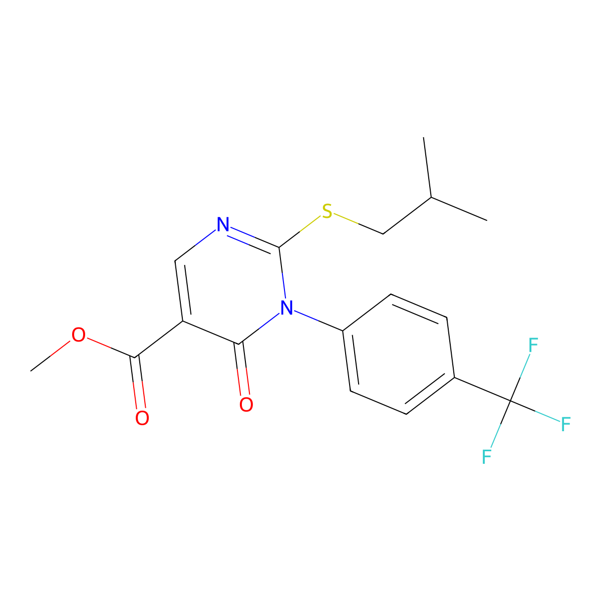 Methyl 2-[(2-methylpropyl)sulfanyl]-6-oxo-1-[4-(trifluoromethyl)phenyl]-1,6-dihydropyrimidine-5-carboxylate molecular structure, CAS 2742046-23-5