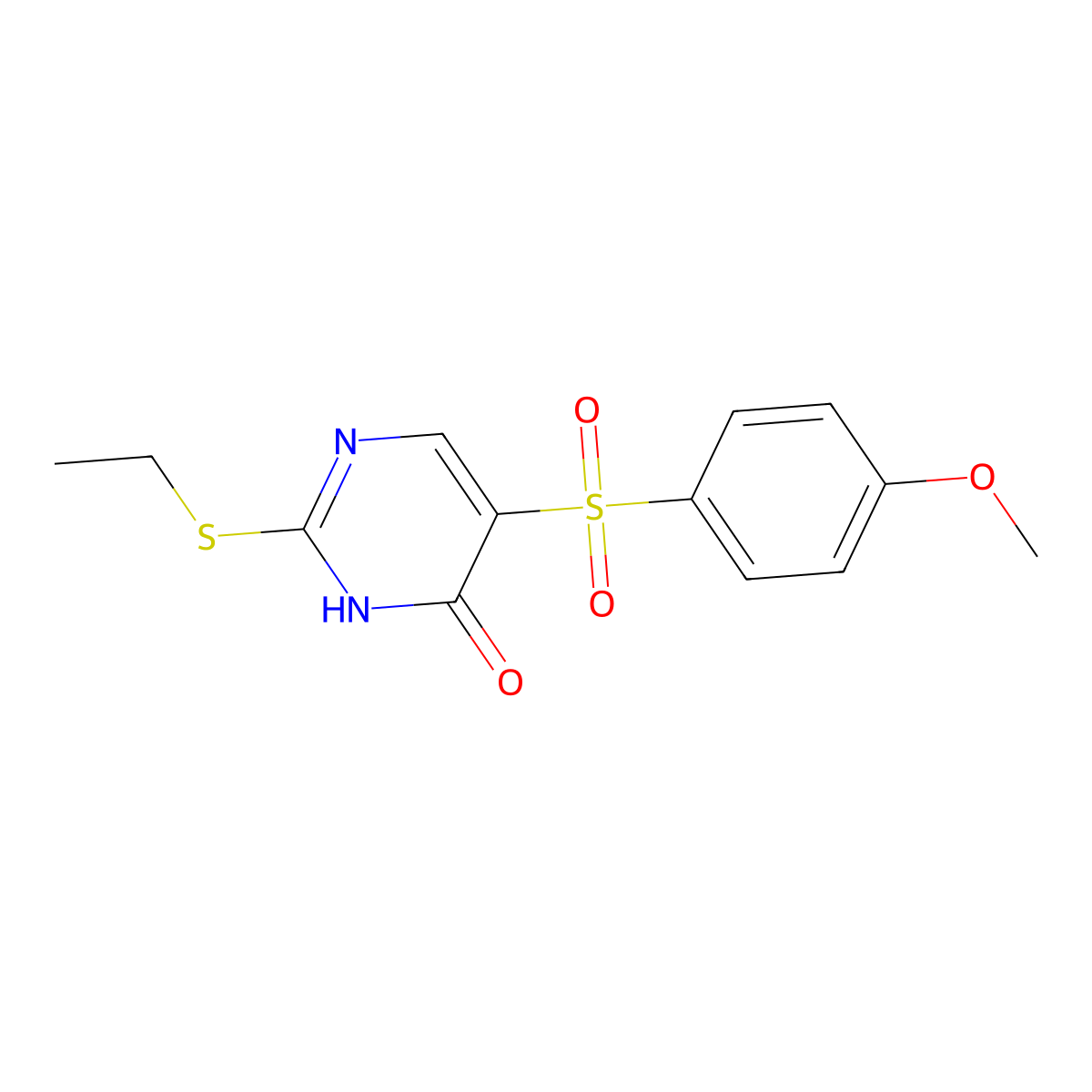 2-(Ethylsulfanyl)-5-(4-methoxybenzenesulfonyl)-3,4-dihydropyrimidin-4-one molecular structure, CAS 2742046-26-8