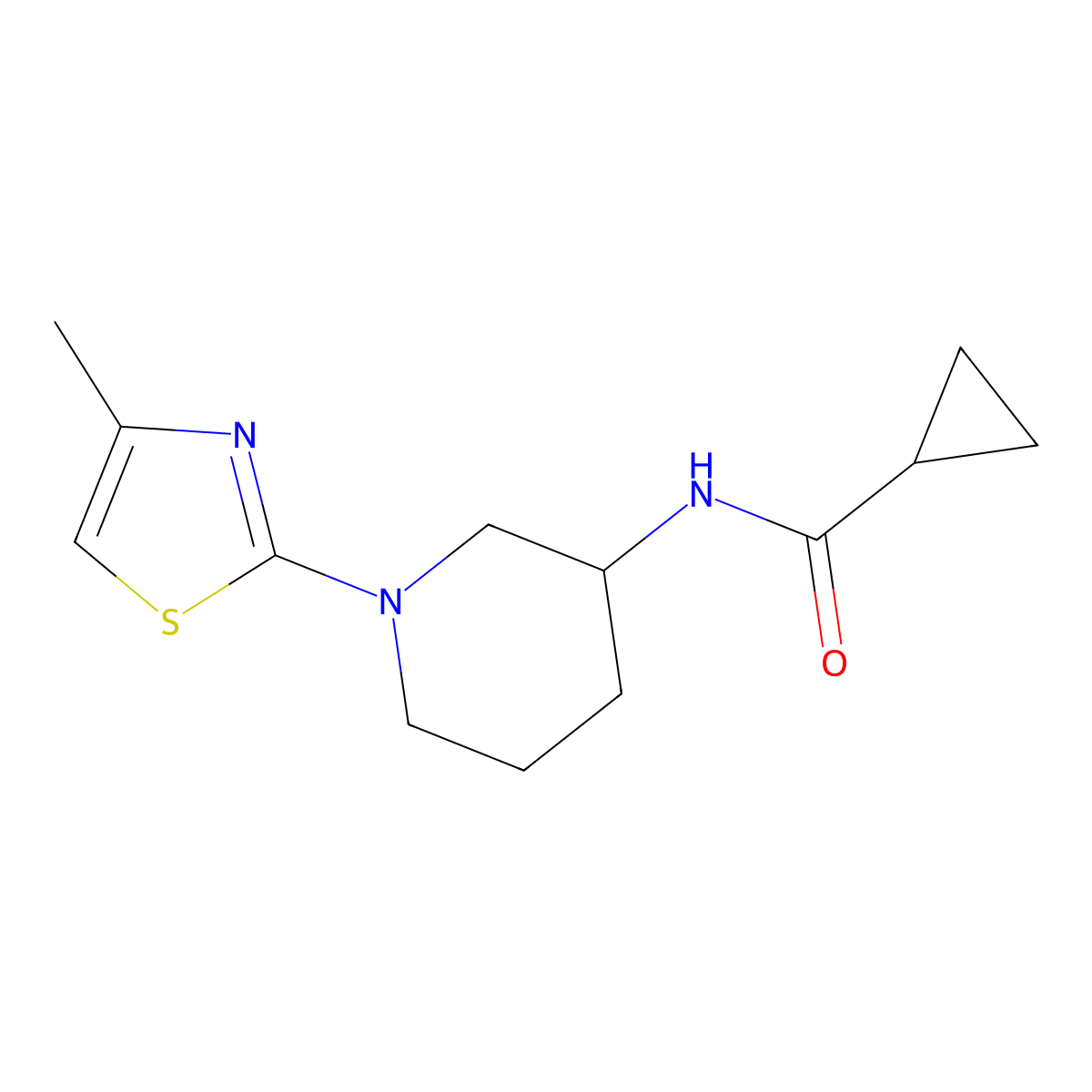 N-[1-(4-methyl-1,3-thiazol-2-yl)piperidin-3-yl]cyclopropanecarboxamide molecular structure, CAS 2742046-29-1
