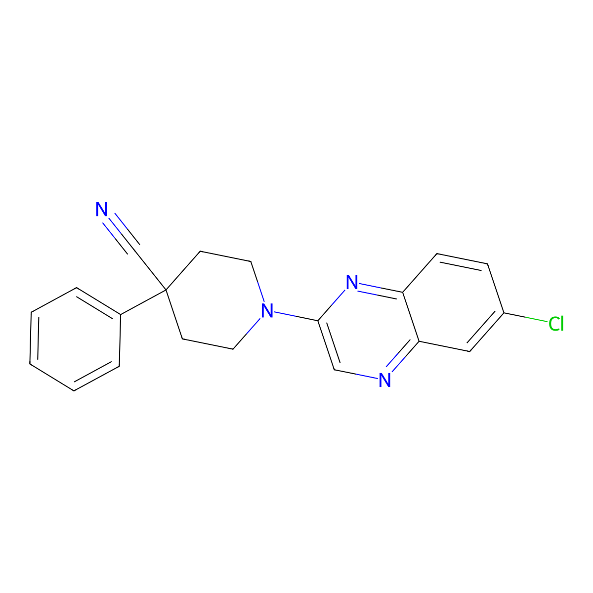 1-(6-Chloroquinoxalin-2-yl)-4-phenylpiperidine-4-carbonitrile molecular structure, CAS 2742046-31-5