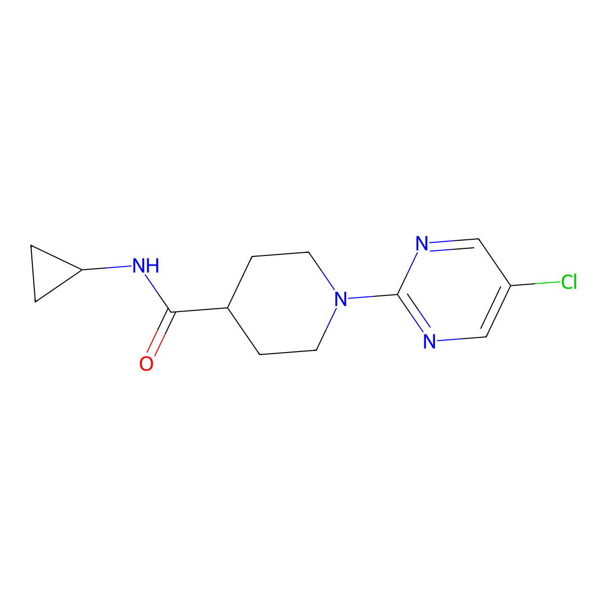 1-(5-chloropyrimidin-2-yl)-N-cyclopropylpiperidine-4-carboxamide molecular structure, CAS 2742046-34-8