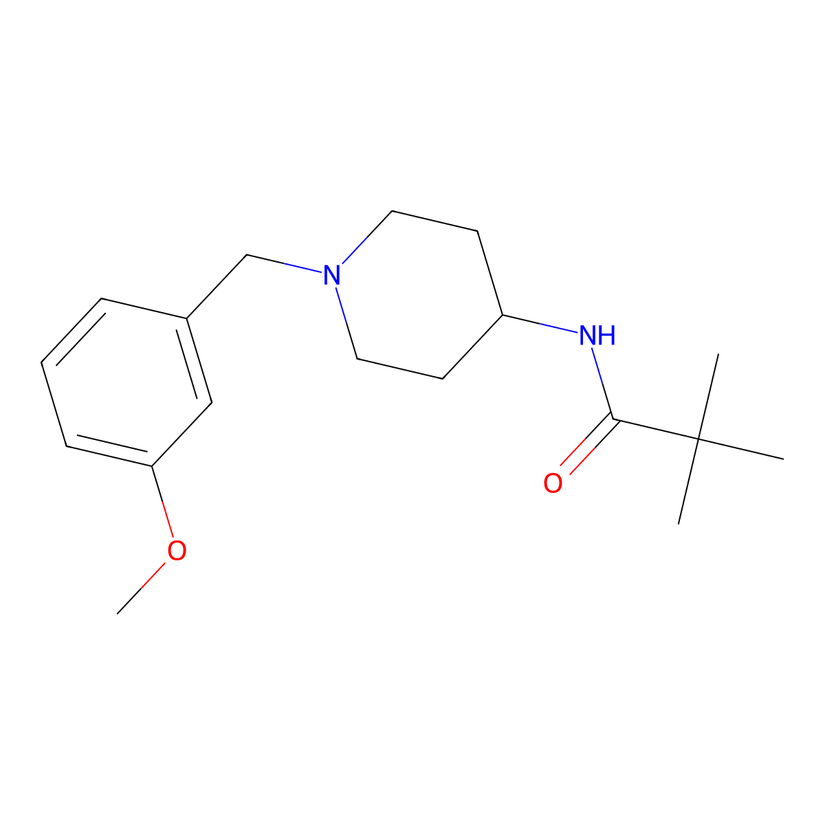 N-{1-[(3-methoxyphenyl)methyl]piperidin-4-yl}-2,2-dimethylpropanamide molecular structure, CAS 2742046-35-9