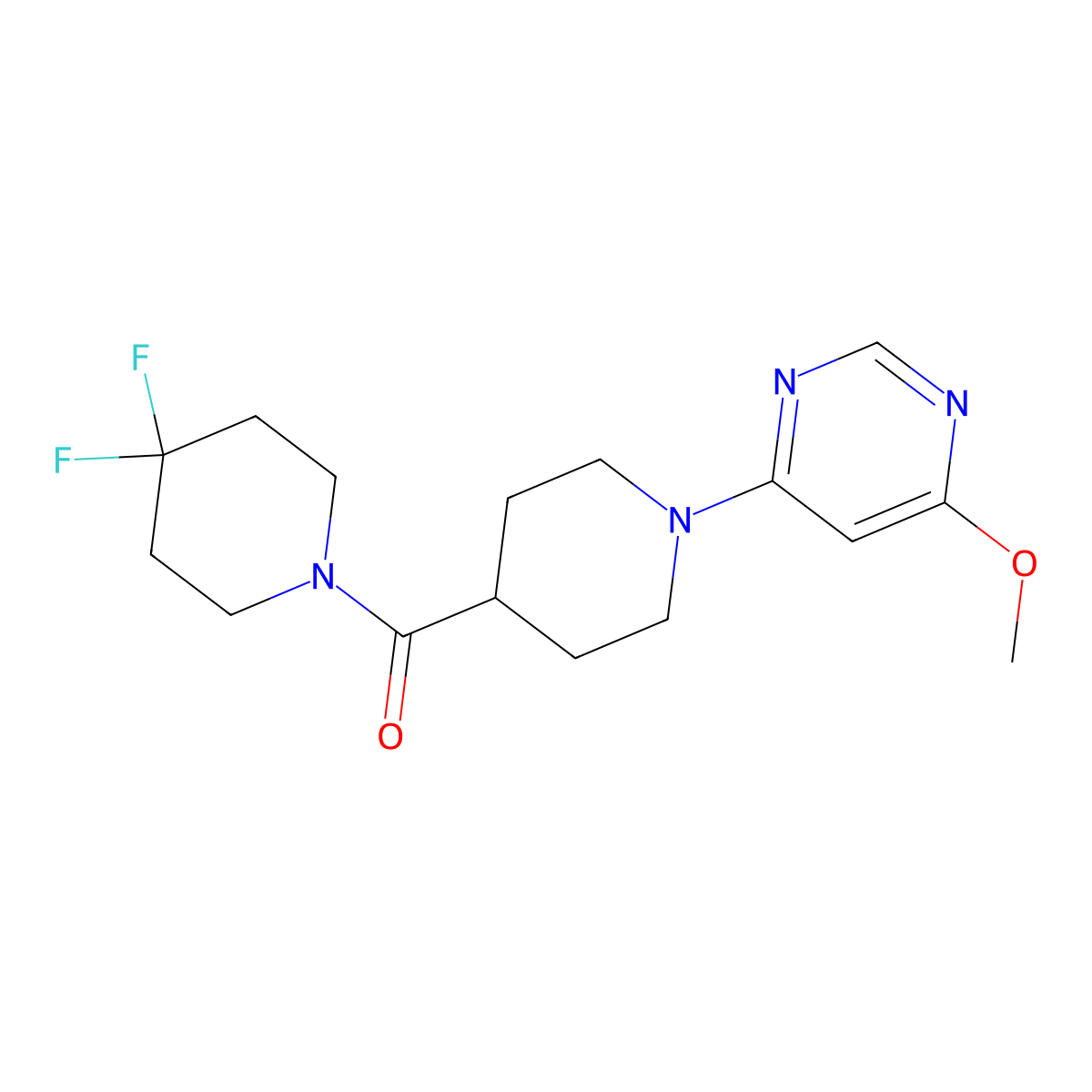 4-[4-(4,4-Difluoropiperidine-1-carbonyl)piperidin-1-yl]-6-methoxypyrimidine molecular structure, CAS 2742046-37-1