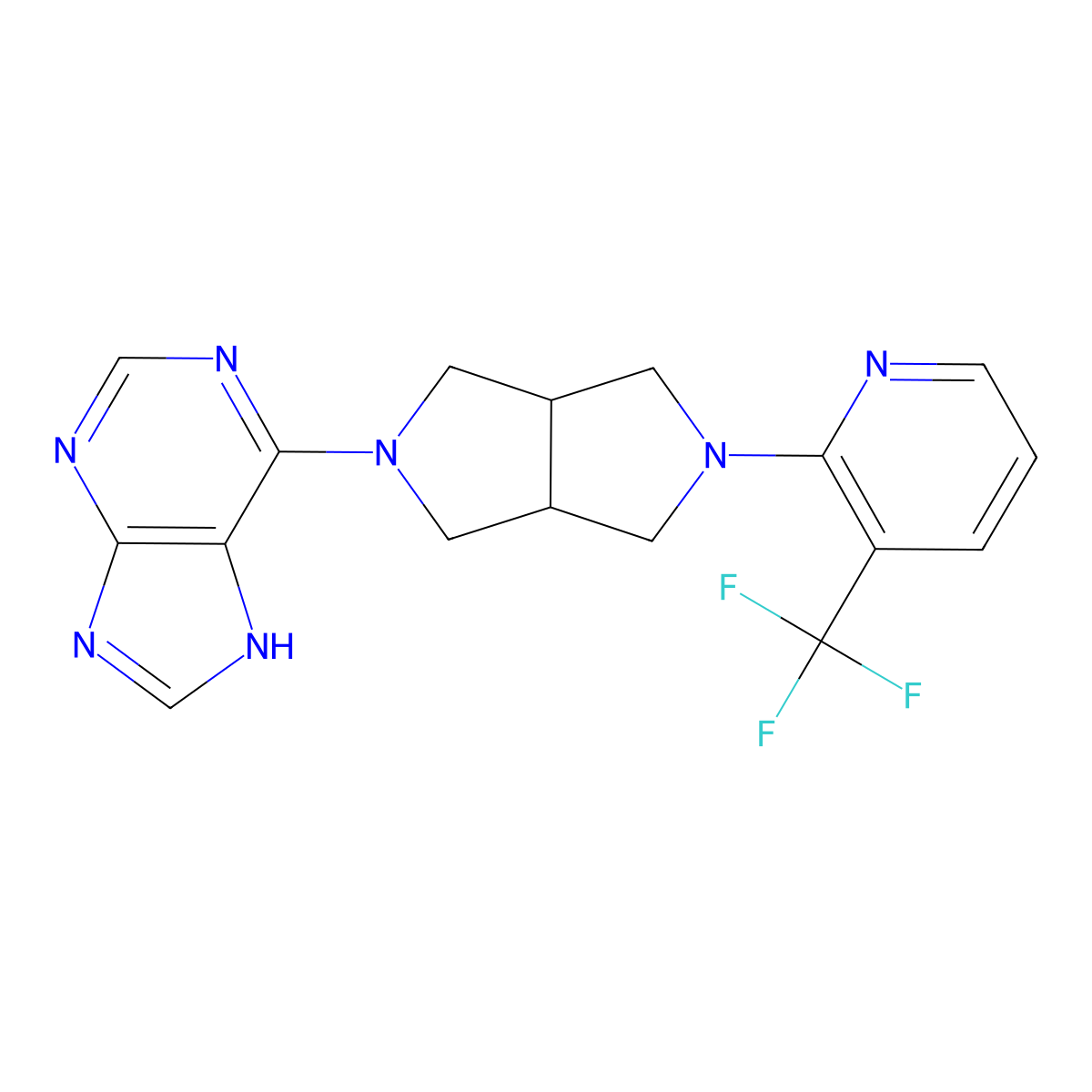 6-{5-[3-(trifluoromethyl)pyridin-2-yl]-octahydropyrrolo[3,4-c]pyrrol-2-yl}-9H-purine molecular structure, CAS 2742046-39-3