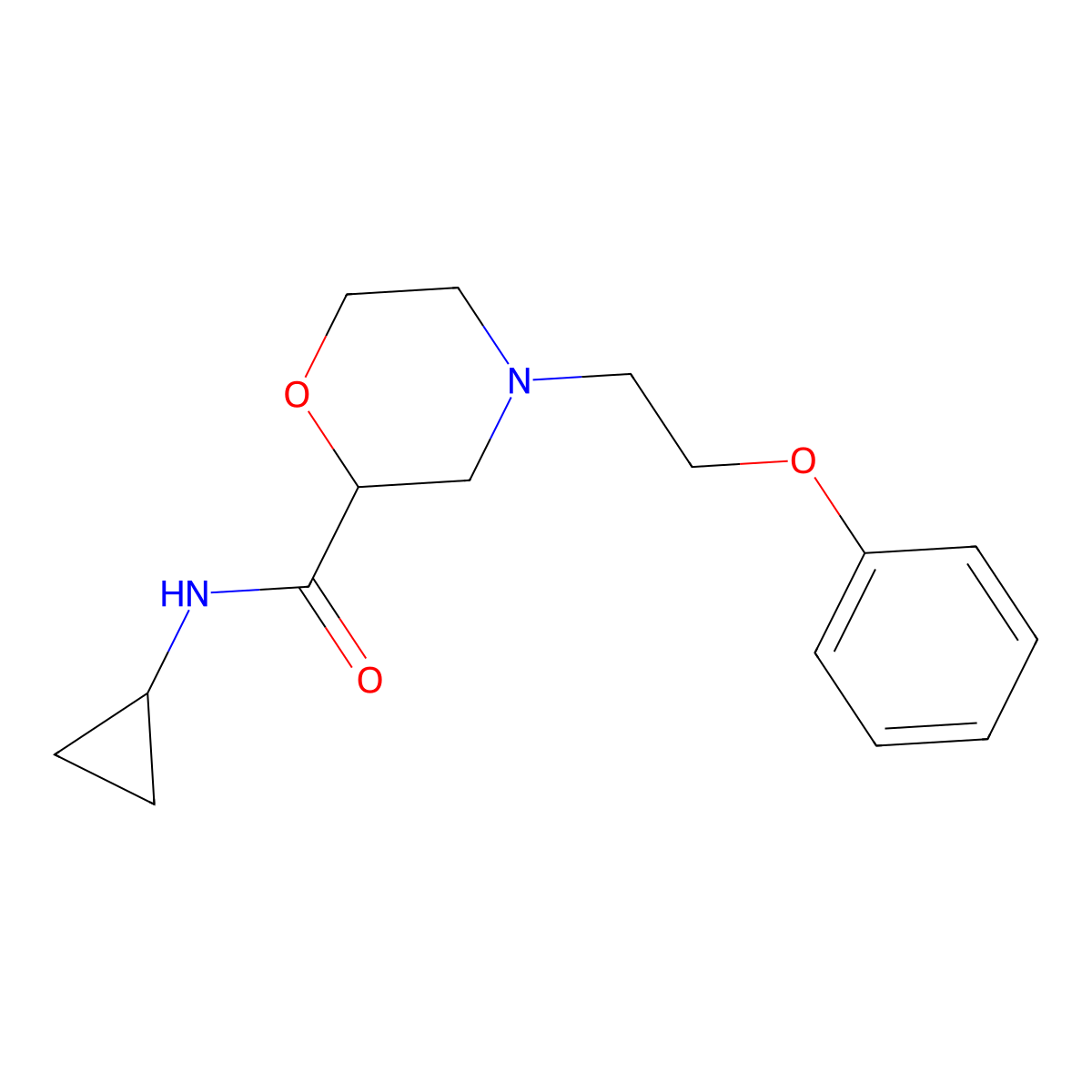 N-cyclopropyl-4-(2-phenoxyethyl)morpholine-2-carboxamide molecular structure, CAS 2742046-42-8