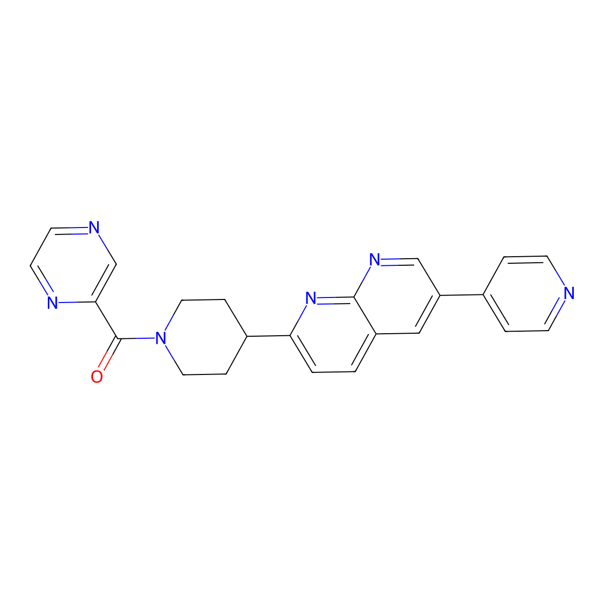 2-[1-(Pyrazine-2-carbonyl)piperidin-4-yl]-6-(pyridin-4-yl)-1,8-naphthyridine molecular structure, CAS 2742046-44-0