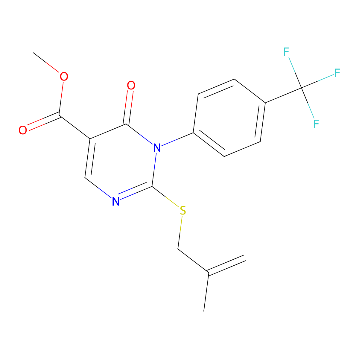 Methyl 2-[(2-methylprop-2-en-1-yl)sulfanyl]-6-oxo-1-[4-(trifluoromethyl)phenyl]-1,6-dihydropyrimidine-5-carboxylate molecular structure, CAS 2742046-46-2