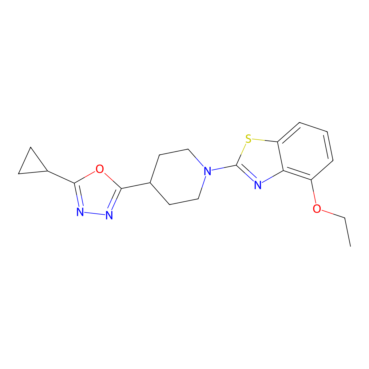 2-[4-(5-Cyclopropyl-1,3,4-oxadiazol-2-yl)piperidin-1-yl]-4-ethoxy-1,3-benzothiazole molecular structure, CAS 2742046-52-0