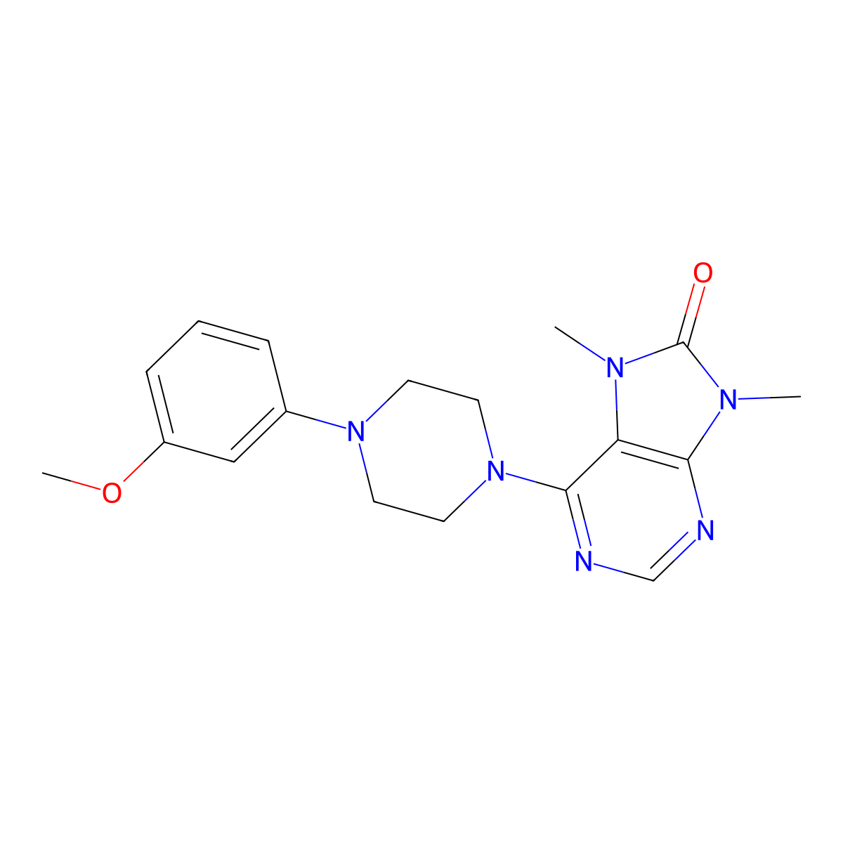 6-[4-(3-methoxyphenyl)piperazin-1-yl]-7,9-dimethyl-8,9-dihydro-7H-purin-8-one molecular structure, CAS 2742046-56-4