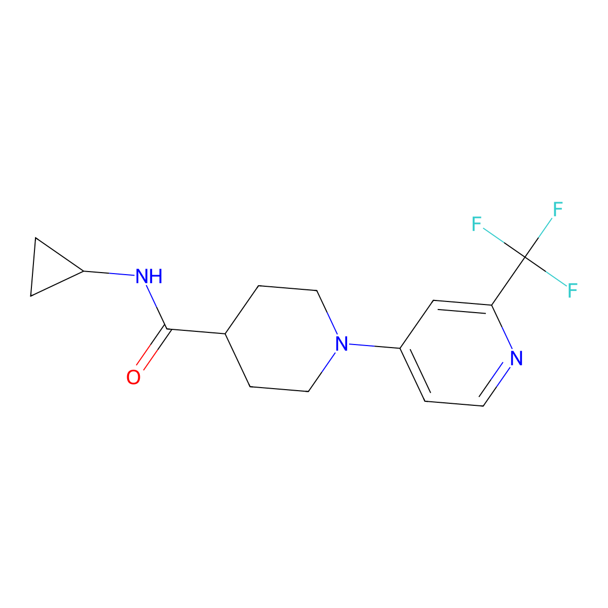 N-cyclopropyl-1-[2-(trifluoromethyl)pyridin-4-yl]piperidine-4-carboxamide molecular structure, CAS 2742046-58-6