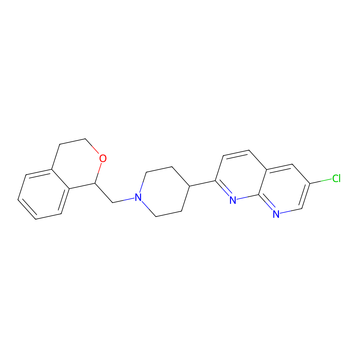 6-chloro-2-{1-[(3,4-dihydro-1H-2-benzopyran-1-yl)methyl]piperidin-4-yl}-1,8-naphthyridine molecular structure, CAS 2742046-60-0