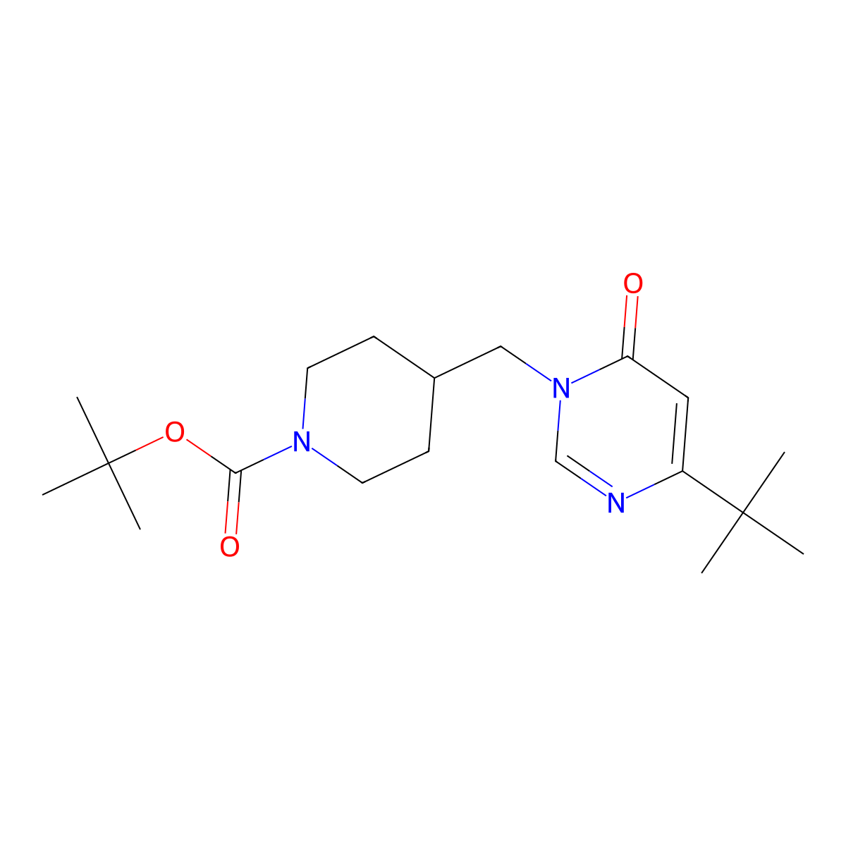 Tert-butyl 4-[(4-tert-butyl-6-oxo-1,6-dihydropyrimidin-1-yl)methyl]piperidine-1-carboxylate molecular structure, CAS 2742046-61-1