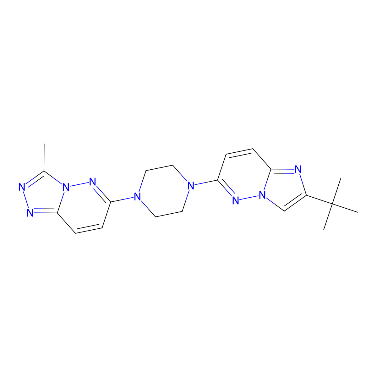 1-{2-Tert-butylimidazo[1,2-b]pyridazin-6-yl}-4-{3-methyl-[1,2,4]triazolo[4,3-b]pyridazin-6-yl}piperazine molecular structure, CAS 2742046-66-6
