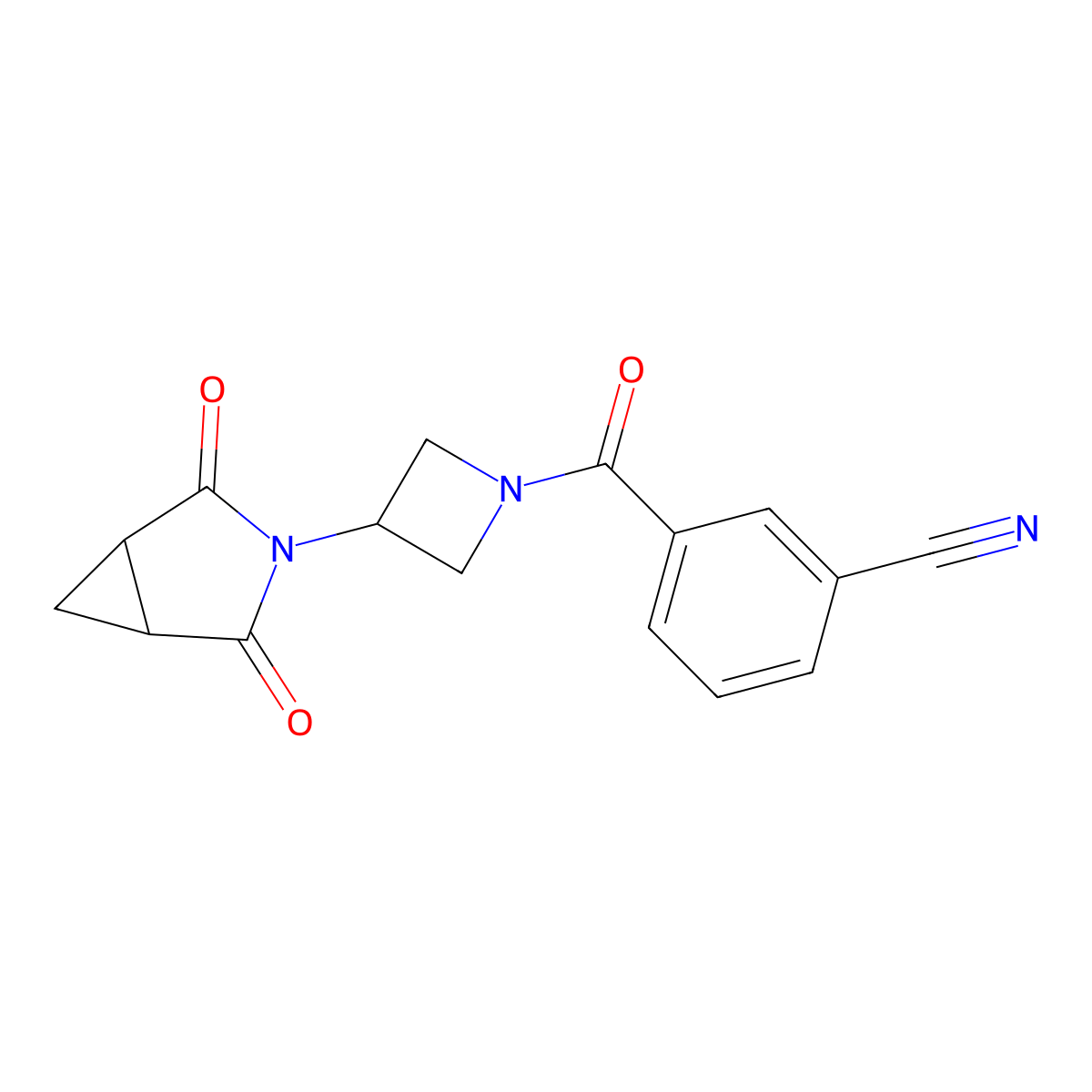 3-(3-(2,4-Dioxo-3-azabicyclo[3.1.0]hexan-3-yl)azetidine-1-carbonyl)benzonitrile molecular structure, CAS 2742046-69-9