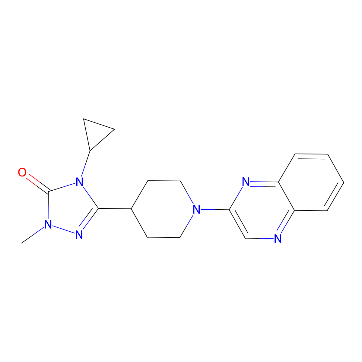 4-cyclopropyl-1-methyl-3-[1-(quinoxalin-2-yl)piperidin-4-yl]-4,5-dihydro-1H-1,2,4-triazol-5-one molecular structure, CAS 2742046-70-2