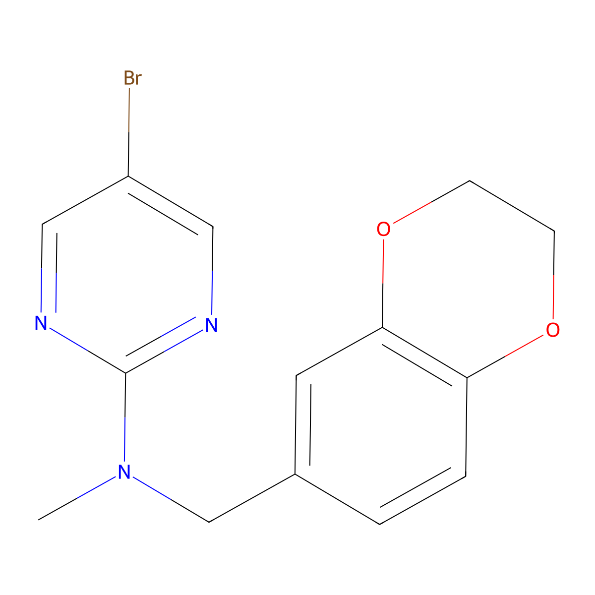 5-bromo-N-[(2,3-dihydro-1,4-benzodioxin-6-yl)methyl]-N-methylpyrimidin-2-amine molecular structure, CAS 2742046-71-3