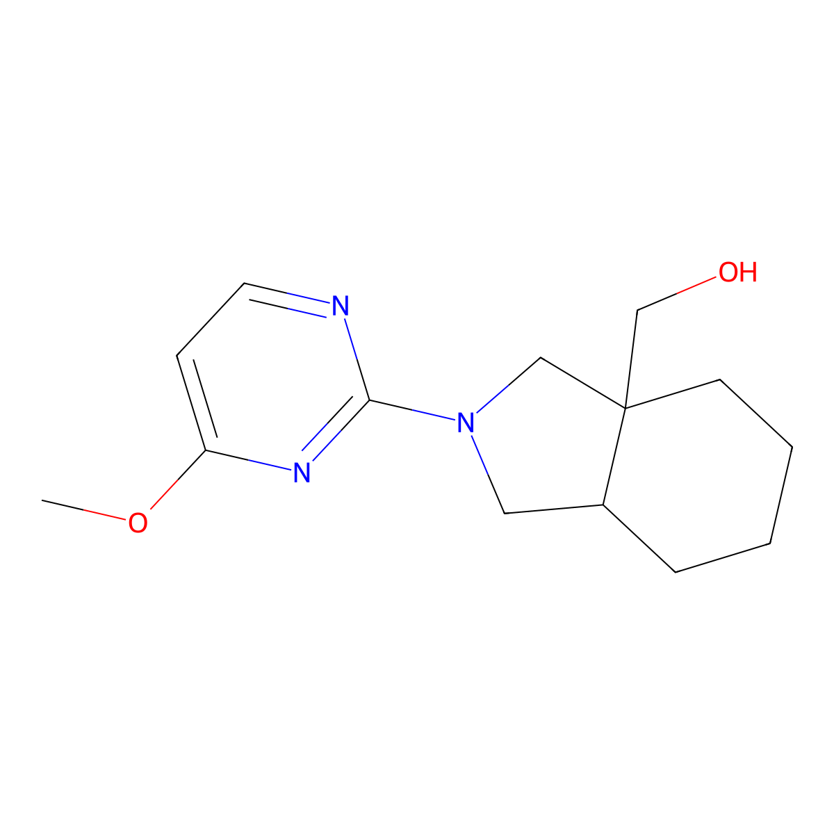 [2-(4-methoxypyrimidin-2-yl)-octahydro-1H-isoindol-3a-yl]methanol molecular structure, CAS 2742046-73-5