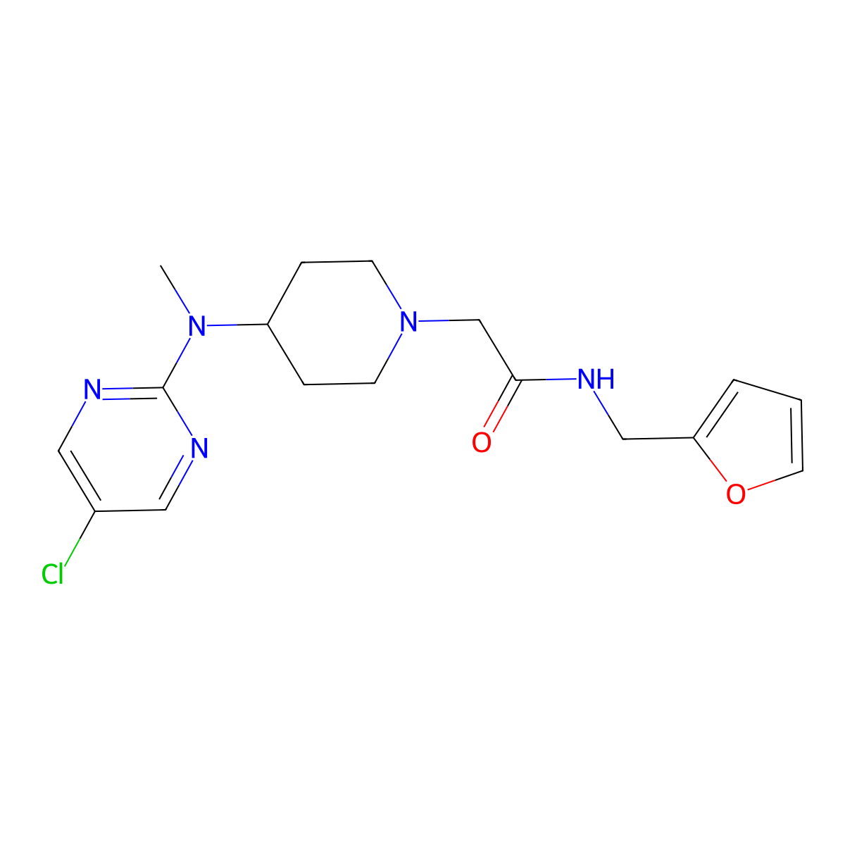 2-{4-[(5-chloropyrimidin-2-yl)(methyl)amino]piperidin-1-yl}-N-[(furan-2-yl)methyl]acetamide molecular structure, CAS 2742046-74-6