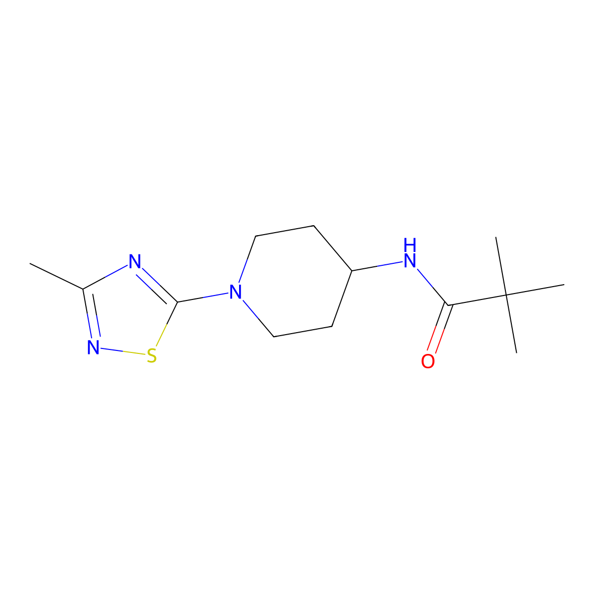 2,2-dimethyl-N-[1-(3-methyl-1,2,4-thiadiazol-5-yl)piperidin-4-yl]propanamide molecular structure, CAS 2742046-76-8