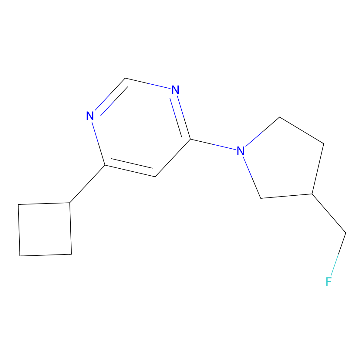 4-Cyclobutyl-6-[3-(fluoromethyl)pyrrolidin-1-yl]pyrimidine molecular structure, CAS 2742046-78-0