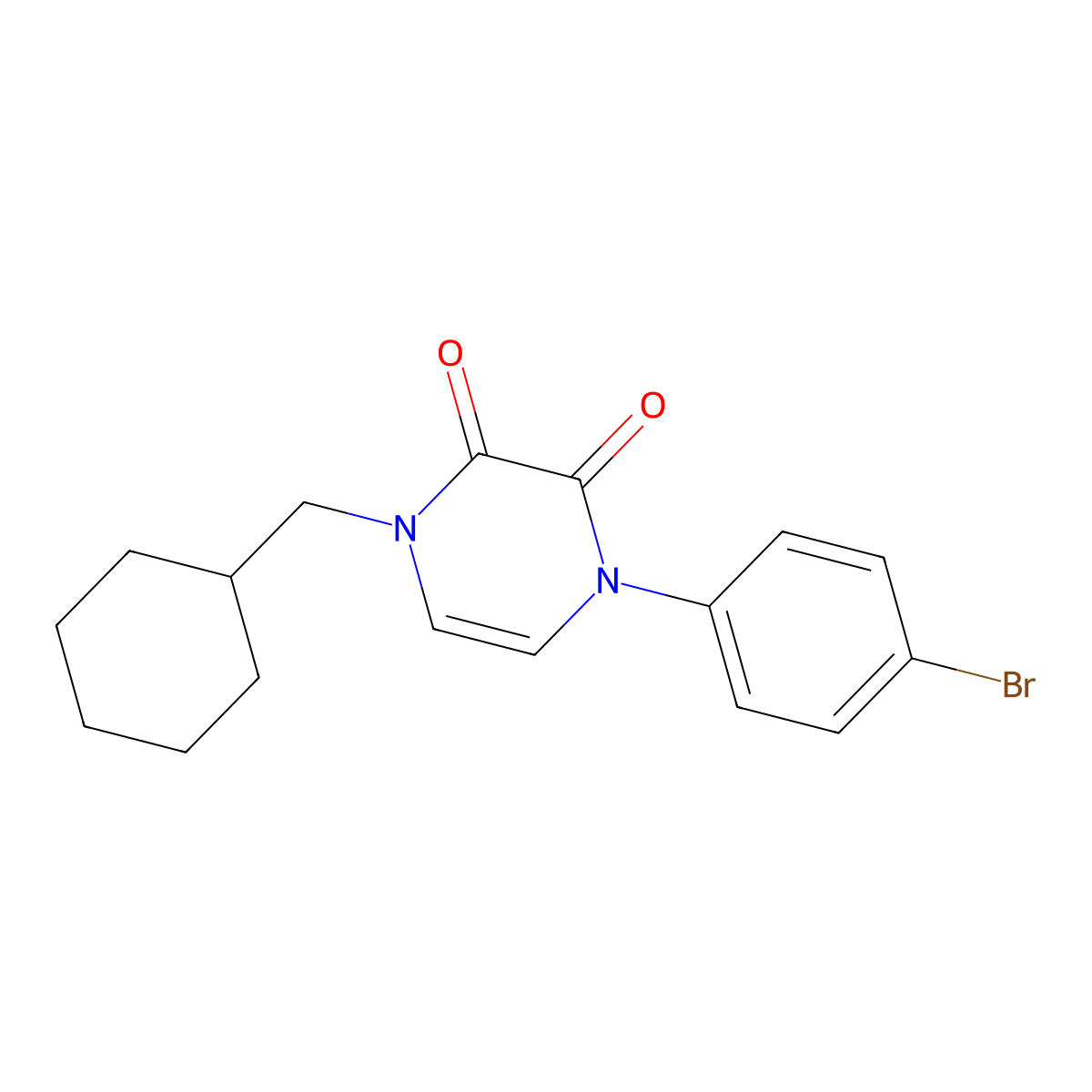 1-(4-Bromophenyl)-4-(cyclohexylmethyl)-1,2,3,4-tetrahydropyrazine-2,3-dione molecular structure, CAS 2742046-79-1