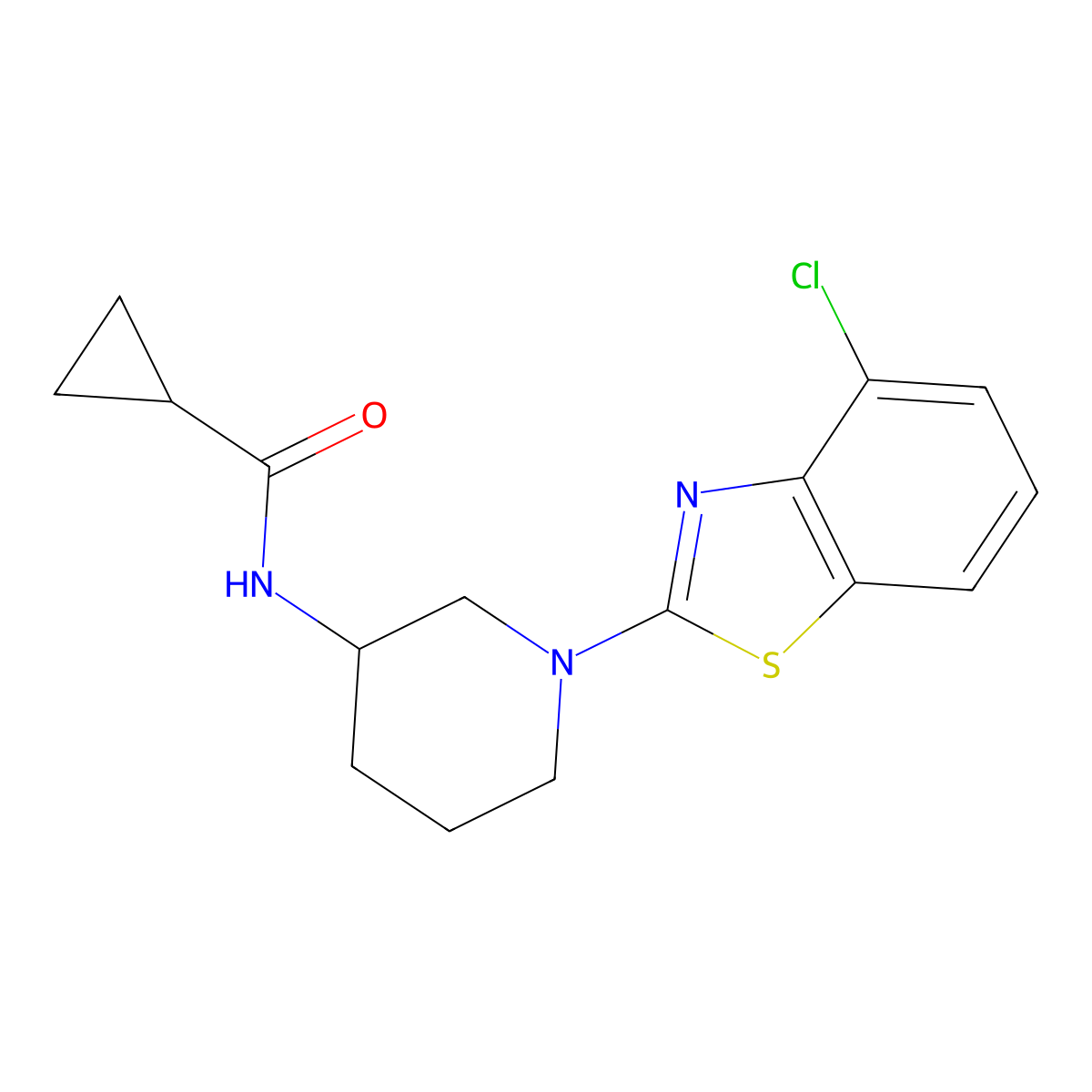 N-[1-(4-chloro-1,3-benzothiazol-2-yl)piperidin-3-yl]cyclopropanecarboxamide molecular structure, CAS 2742046-82-6
