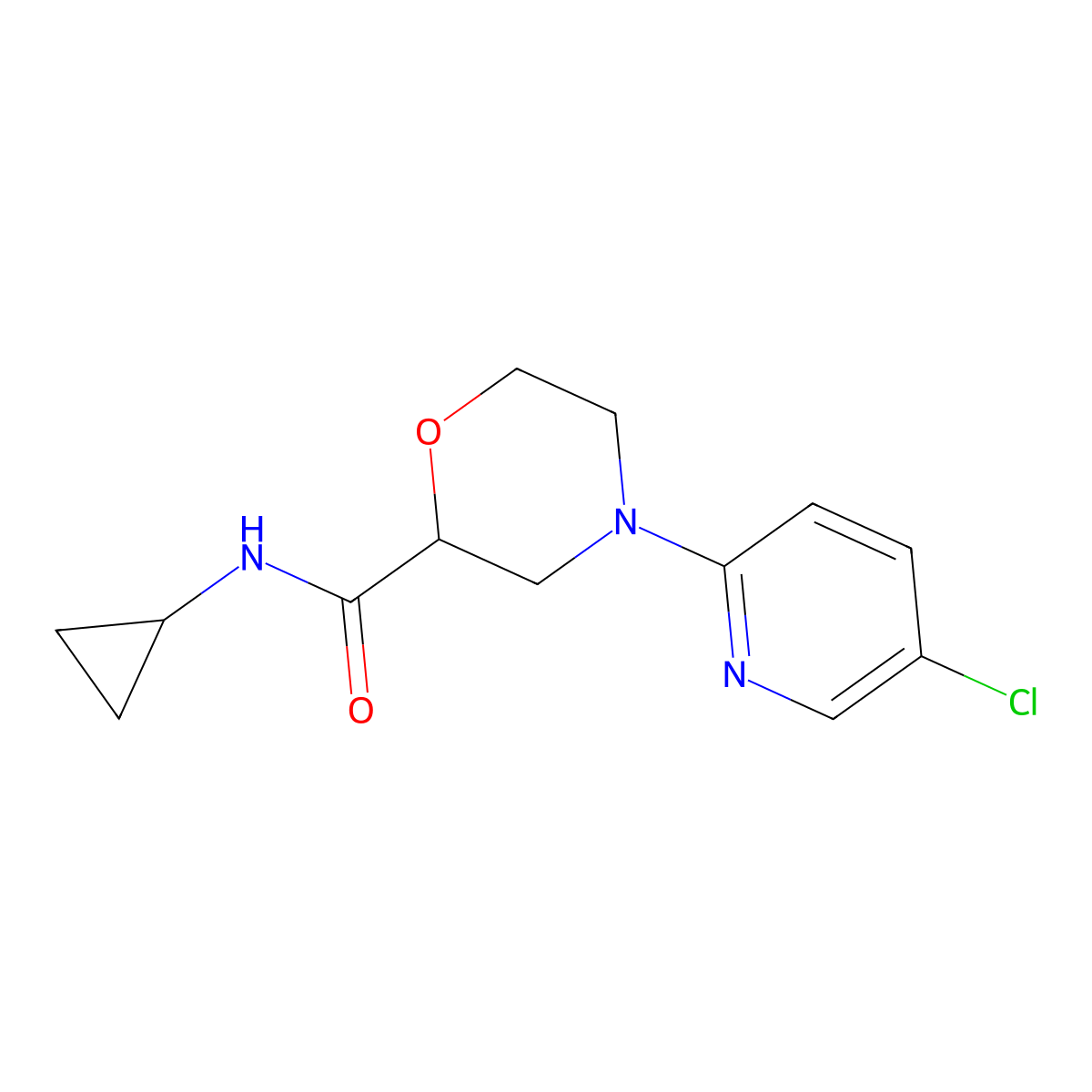 4-(5-chloropyridin-2-yl)-N-cyclopropylmorpholine-2-carboxamide molecular structure, CAS 2742046-86-0