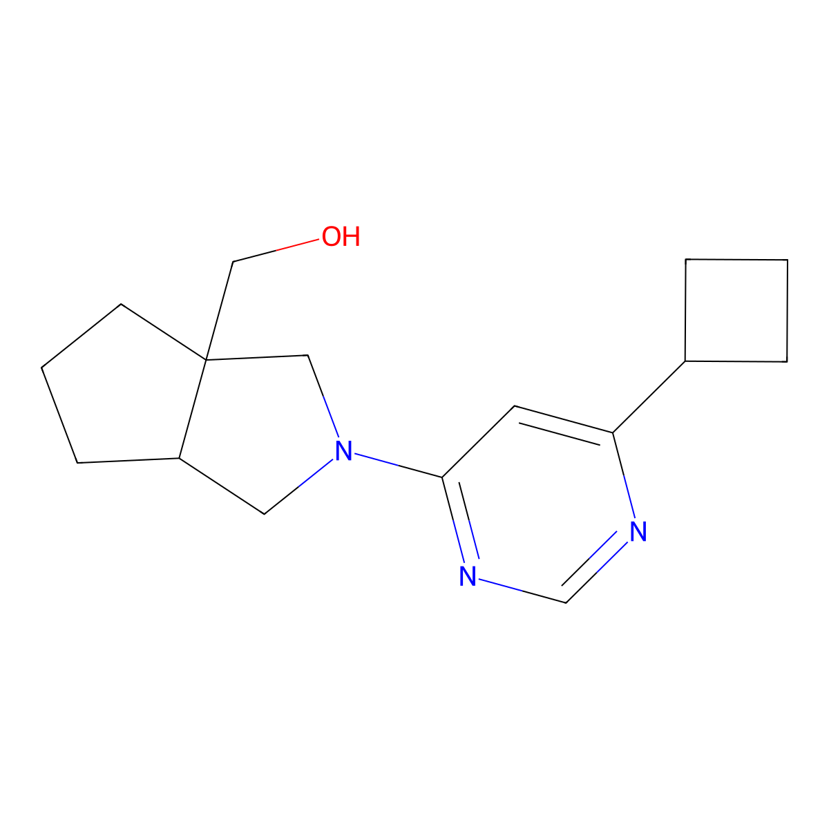 [2-(6-Cyclobutylpyrimidin-4-yl)-octahydrocyclopenta[c]pyrrol-3a-yl]methanol molecular structure, CAS 2742046-90-6