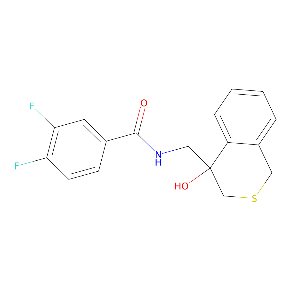 3,4-difluoro-N-[(4-hydroxy-3,4-dihydro-1H-2-benzothiopyran-4-yl)methyl]benzamide molecular structure, CAS 2742046-92-8