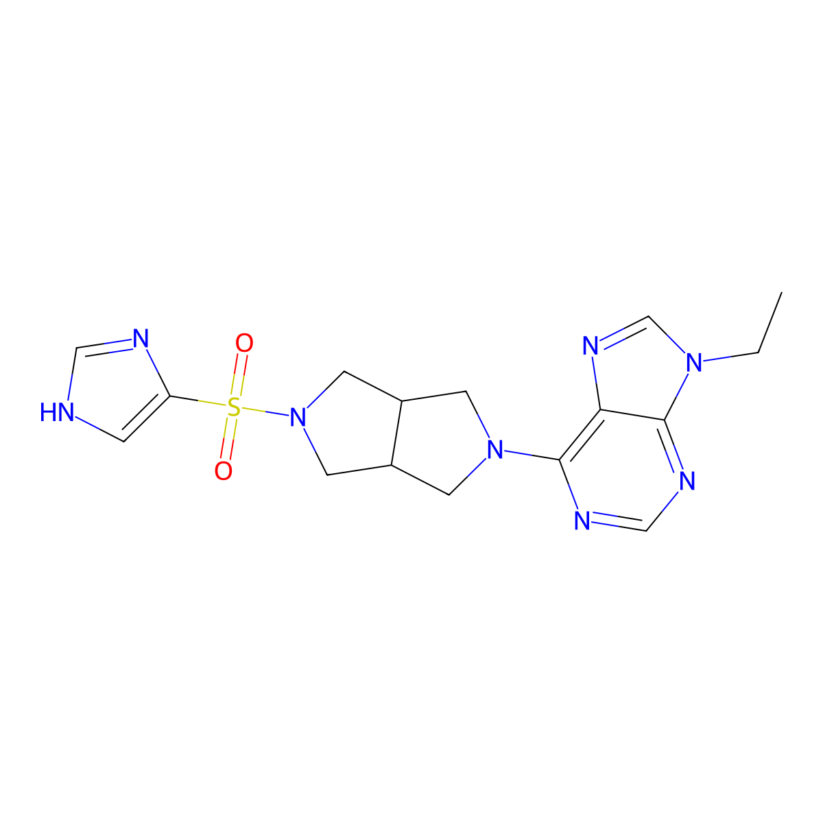 9-ethyl-6-[5-(1H-imidazole-4-sulfonyl)-octahydropyrrolo[3,4-c]pyrrol-2-yl]-9H-purine molecular structure, CAS 2742046-93-9