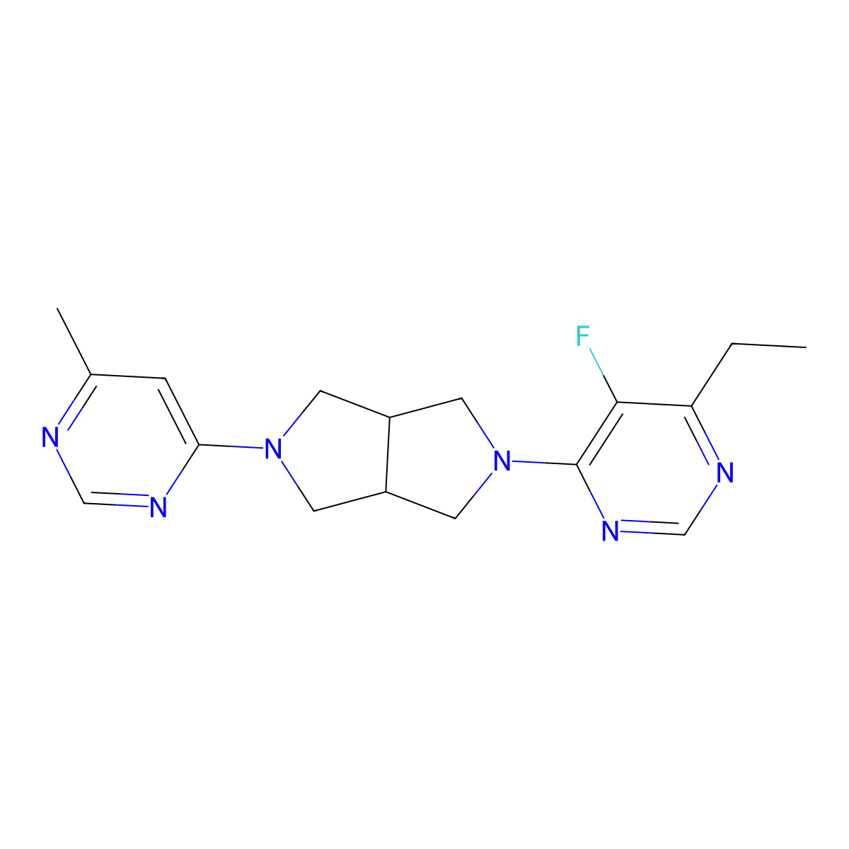 4-Ethyl-5-fluoro-6-[5-(6-methylpyrimidin-4-yl)-octahydropyrrolo[3,4-c]pyrrol-2-yl]pyrimidine molecular structure, CAS 2742046-94-0