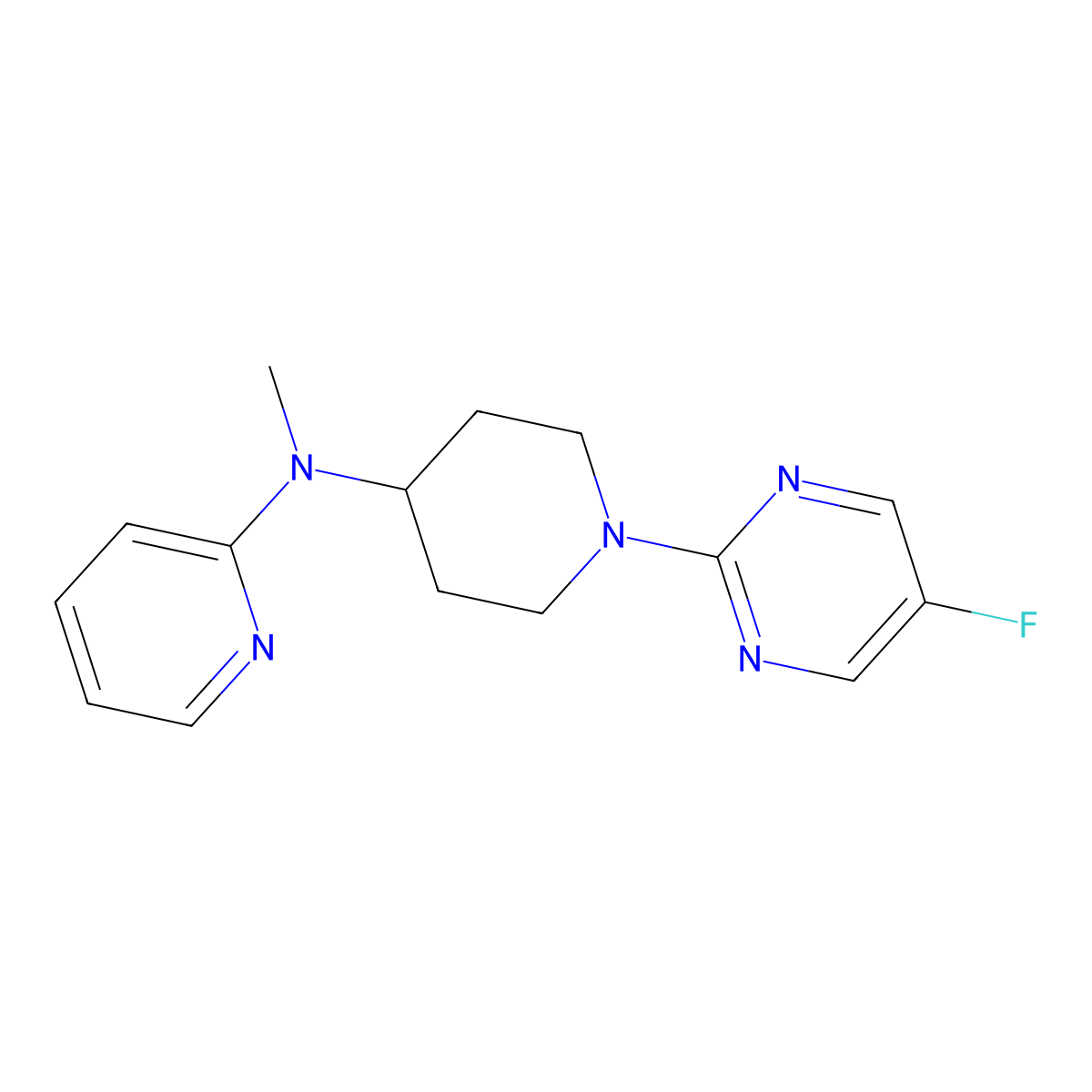N-[1-(5-fluoropyrimidin-2-yl)piperidin-4-yl]-N-methylpyridin-2-amine molecular structure, CAS 2742047-00-1