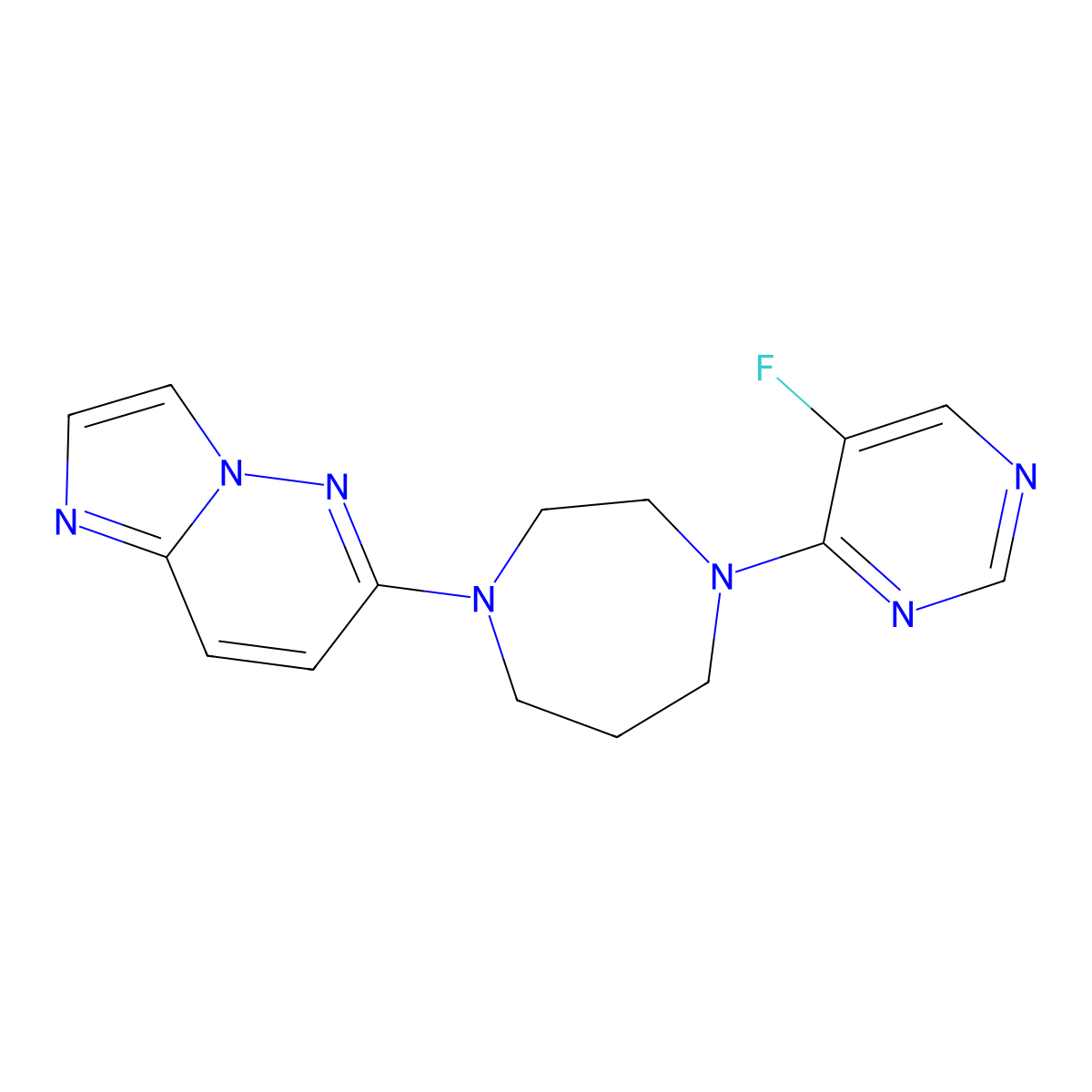 1-(5-Fluoropyrimidin-4-yl)-4-{imidazo[1,2-b]pyridazin-6-yl}-1,4-diazepane molecular structure, CAS 2742047-05-6