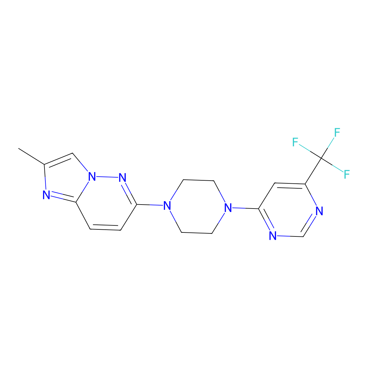 4-(4-{2-Methylimidazo[1,2-b]pyridazin-6-yl}piperazin-1-yl)-6-(trifluoromethyl)pyrimidine molecular structure, CAS 2742047-10-3
