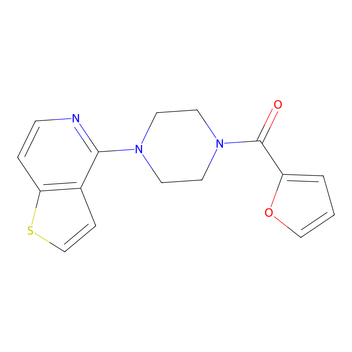 1-(Furan-2-carbonyl)-4-{thieno[3,2-c]pyridin-4-yl}piperazine molecular structure, CAS 2742047-13-6