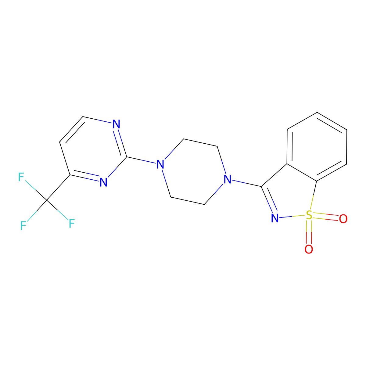 3-{4-[4-(Trifluoromethyl)pyrimidin-2-yl]piperazin-1-yl}-1lambda6,2-benzothiazole-1,1-dione molecular structure, CAS 2742047-14-7