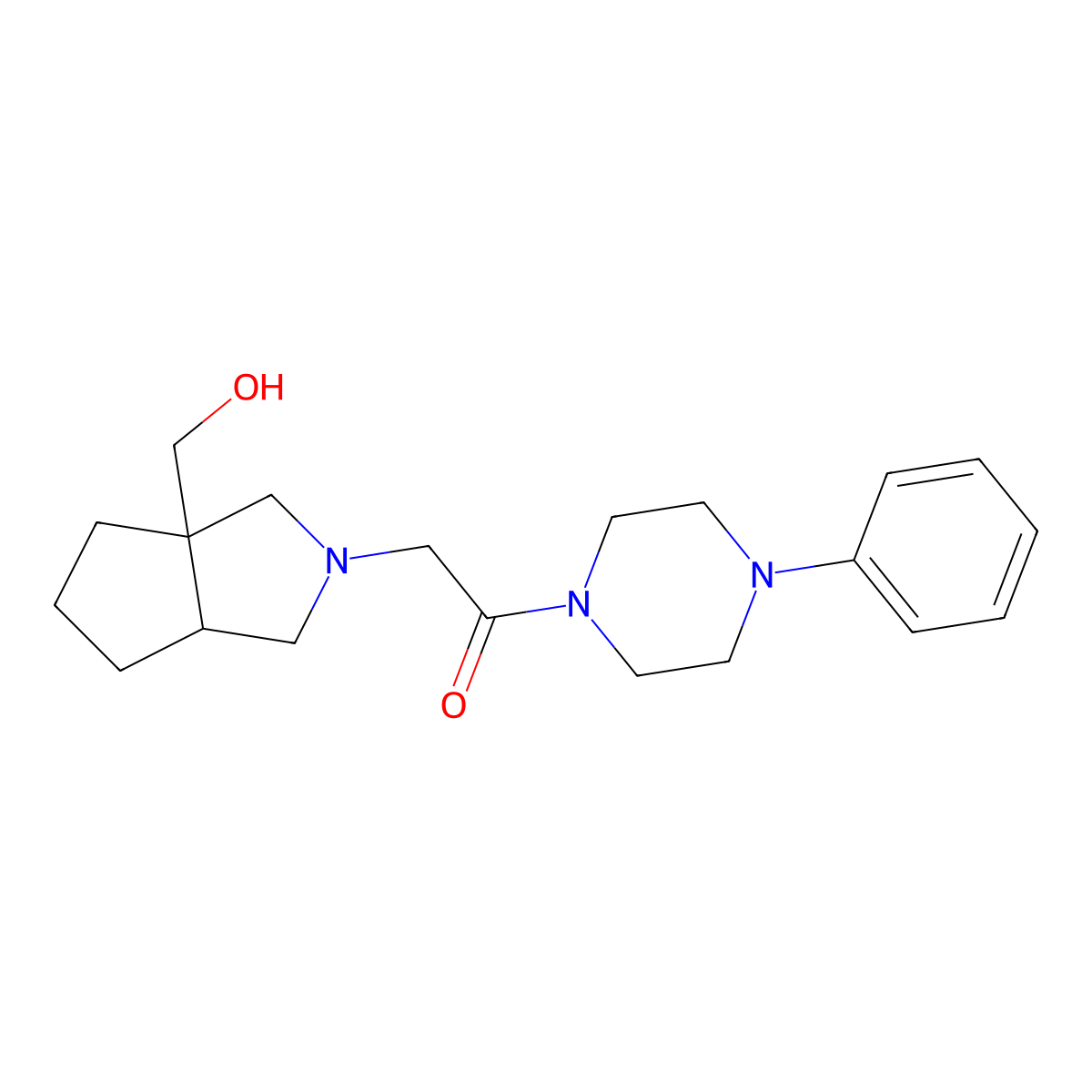 2-[3a-(Hydroxymethyl)-octahydrocyclopenta[c]pyrrol-2-yl]-1-(4-phenylpiperazin-1-yl)ethan-1-one molecular structure, CAS 2742047-16-9