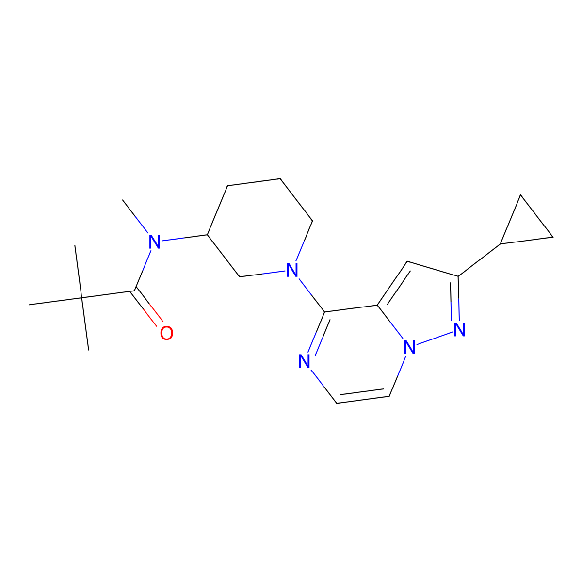 N-(1-{2-cyclopropylpyrazolo[1,5-a]pyrazin-4-yl}piperidin-3-yl)-N,2,2-trimethylpropanamide molecular structure, CAS 2742047-21-6