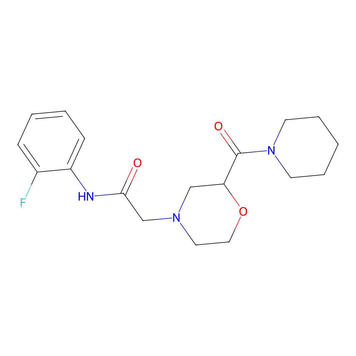 N-(2-fluorophenyl)-2-[2-(piperidine-1-carbonyl)morpholin-4-yl]acetamide molecular structure, CAS 2742047-22-7