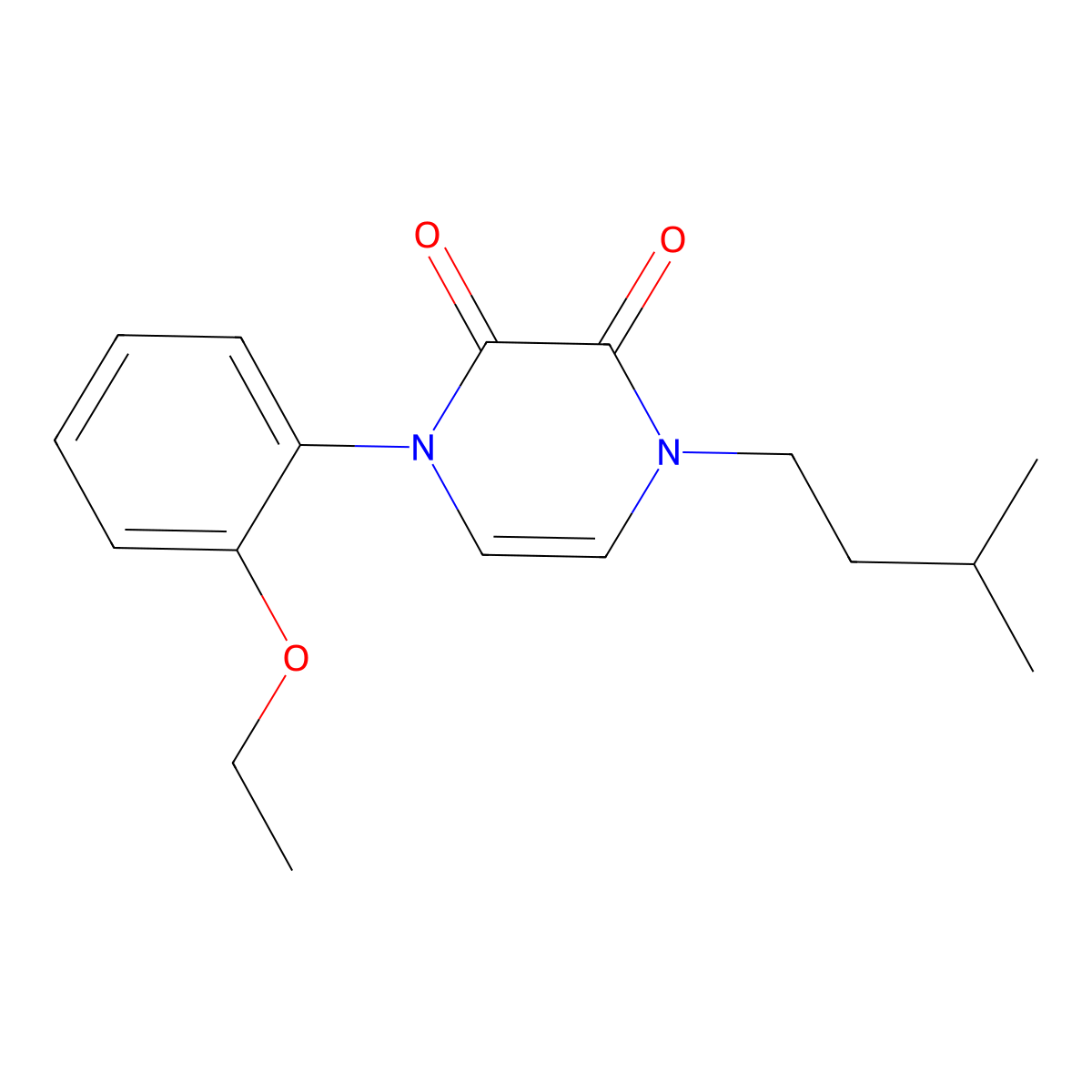 1-(2-Ethoxyphenyl)-4-(3-methylbutyl)-1,2,3,4-tetrahydropyrazine-2,3-dione molecular structure, CAS 2742047-25-0