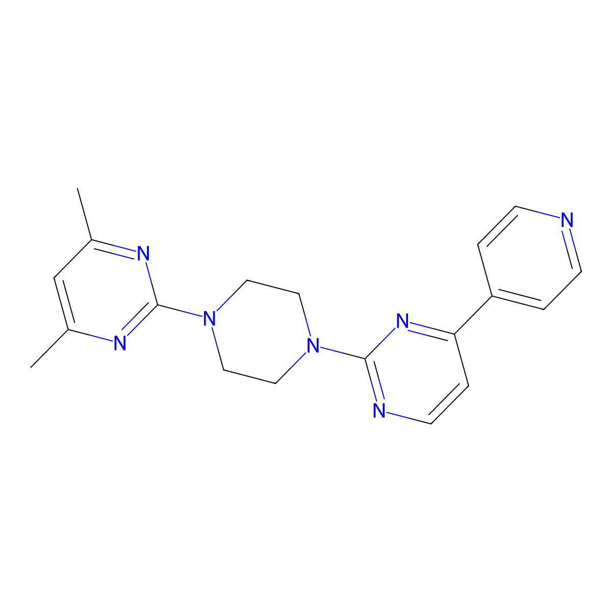 2-[4-(4,6-Dimethylpyrimidin-2-yl)piperazin-1-yl]-4-(pyridin-4-yl)pyrimidine molecular structure, CAS 2742047-29-4