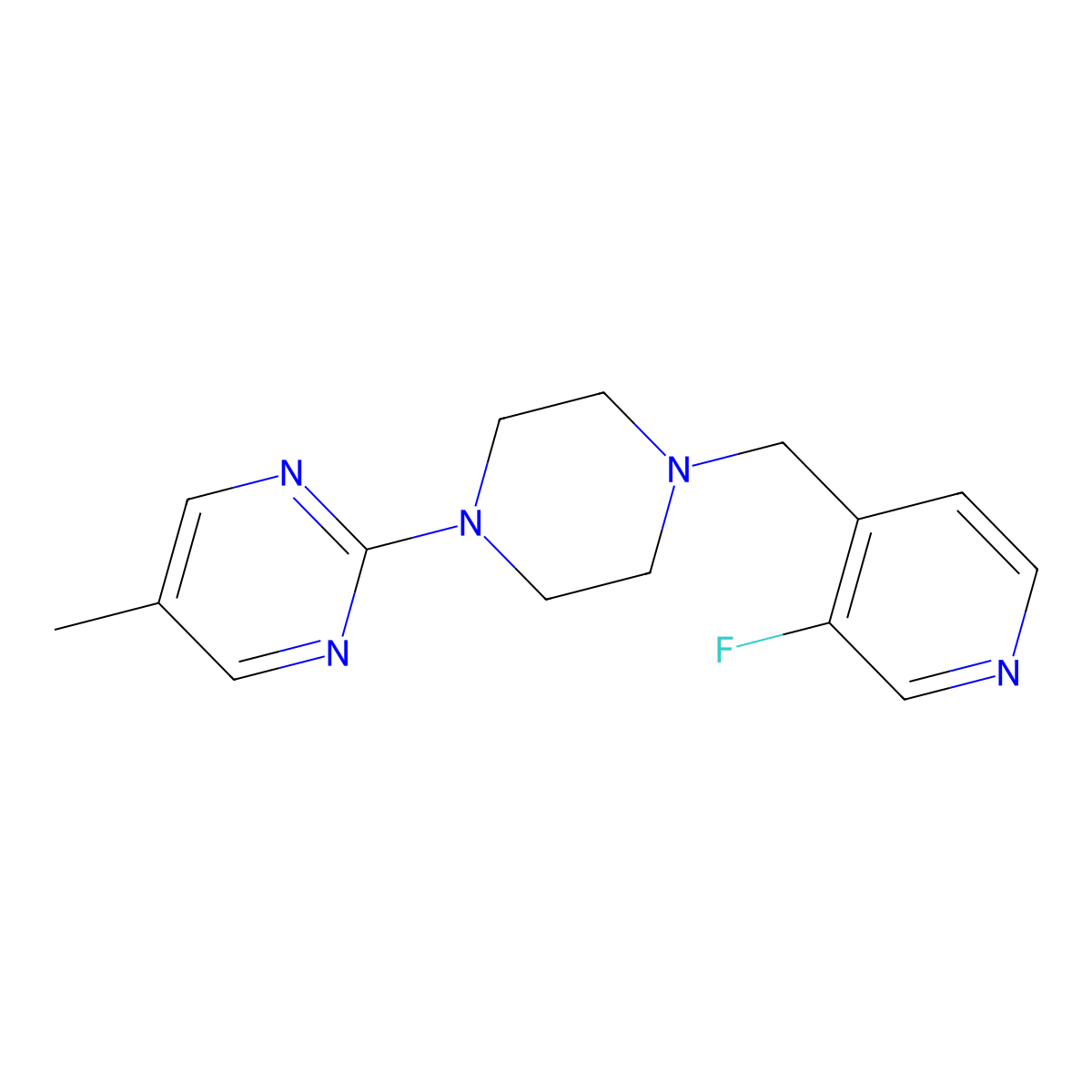 2-{4-[(3-Fluoropyridin-4-yl)methyl]piperazin-1-yl}-5-methylpyrimidine molecular structure, CAS 2742047-30-7