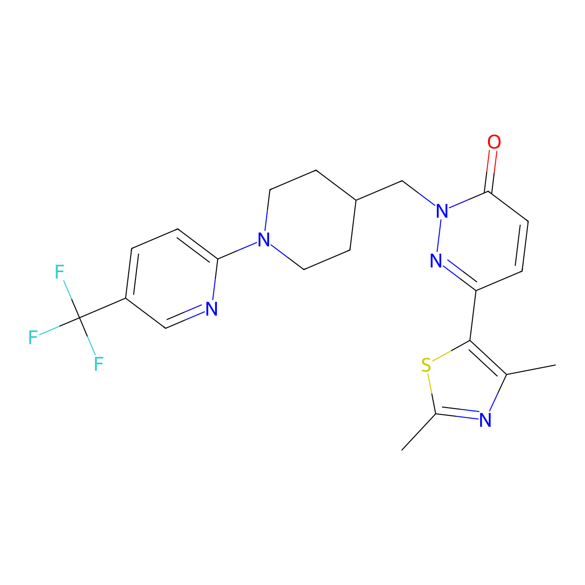 6-(2,4-Dimethyl-1,3-thiazol-5-yl)-2-({1-[5-(trifluoromethyl)pyridin-2-yl]piperidin-4-yl}methyl)-2,3-dihydropyridazin-3-one molecular structure, CAS 2742047-34-1