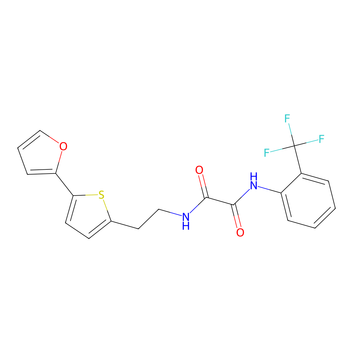 N-{2-[5-(furan-2-yl)thiophen-2-yl]ethyl}-N'-[2-(trifluoromethyl)phenyl]ethanediamide molecular structure, CAS 2742047-36-3
